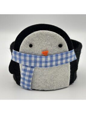 Sonoma Penguin 14 oz Glass Candle Jar Holder Round Fabric Decorative Kohls NWT